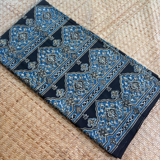 Ajrak Cotton Running Fabric, Black