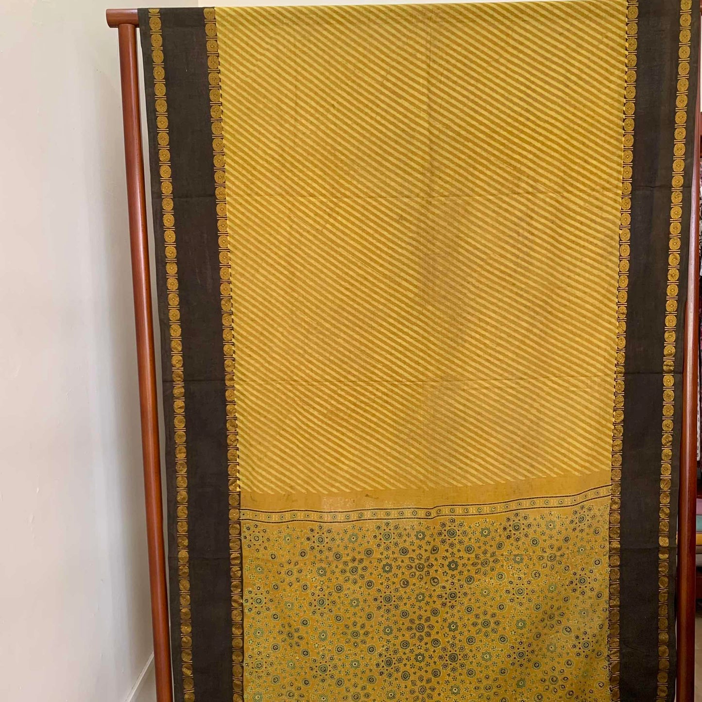 Ajrak Sungudi 2 Piece Salwar Suit Material, Mustard