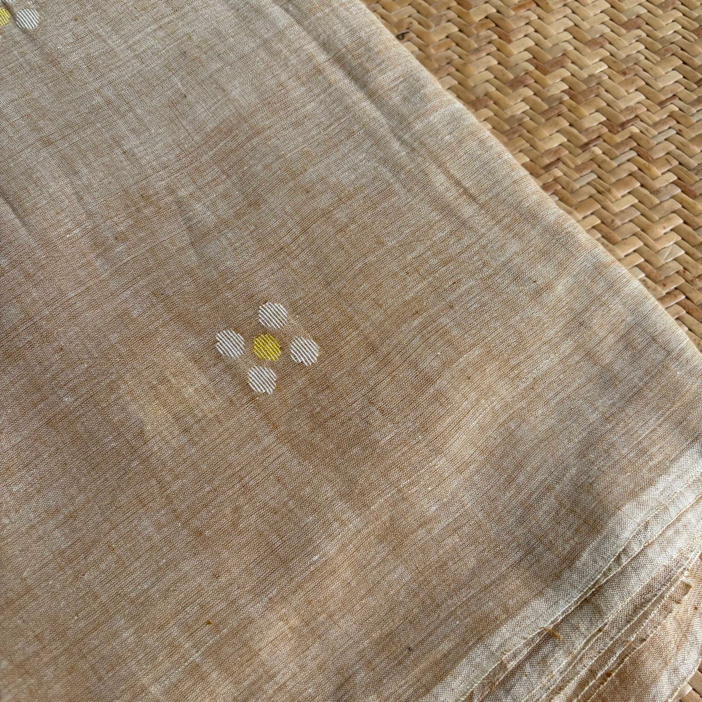 Jamdani Handloom Cotton Running Fabric, Nude