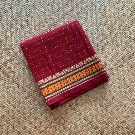 Maroon, Chettinad Cotton Blouse piece