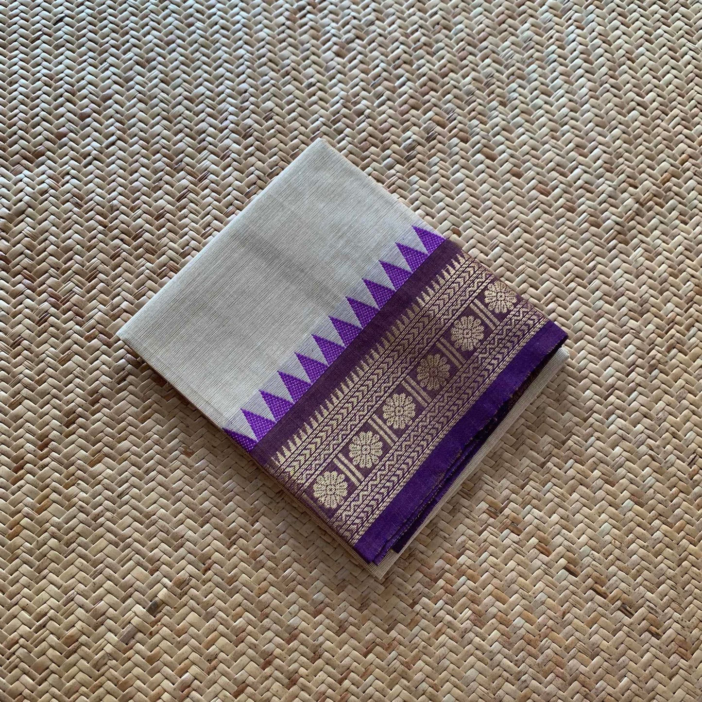 Beige, Chettinad Cotton Blouse piece