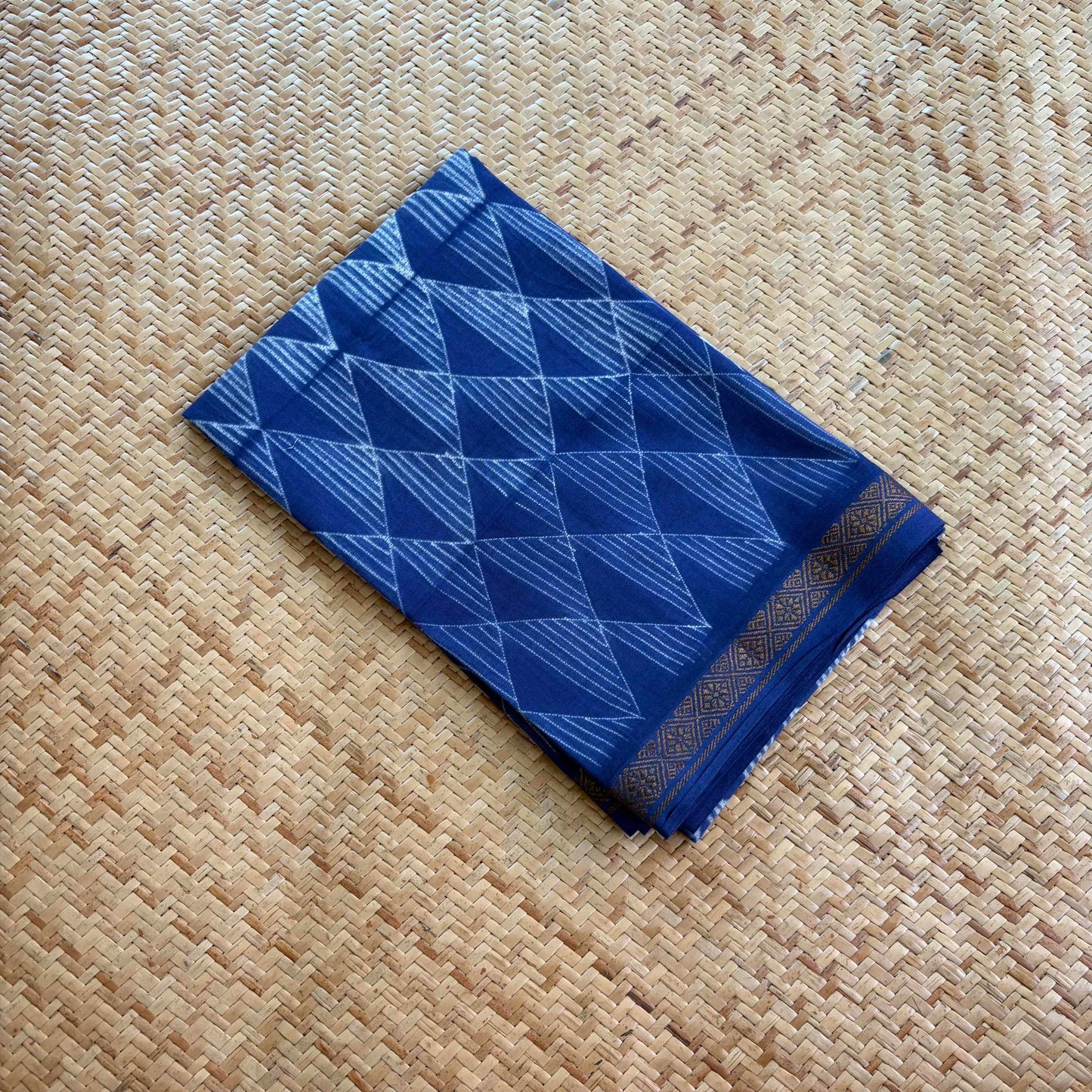 Indigo, Hand Crafted Nui Shibori Sungudi Cotton Blouse Piece