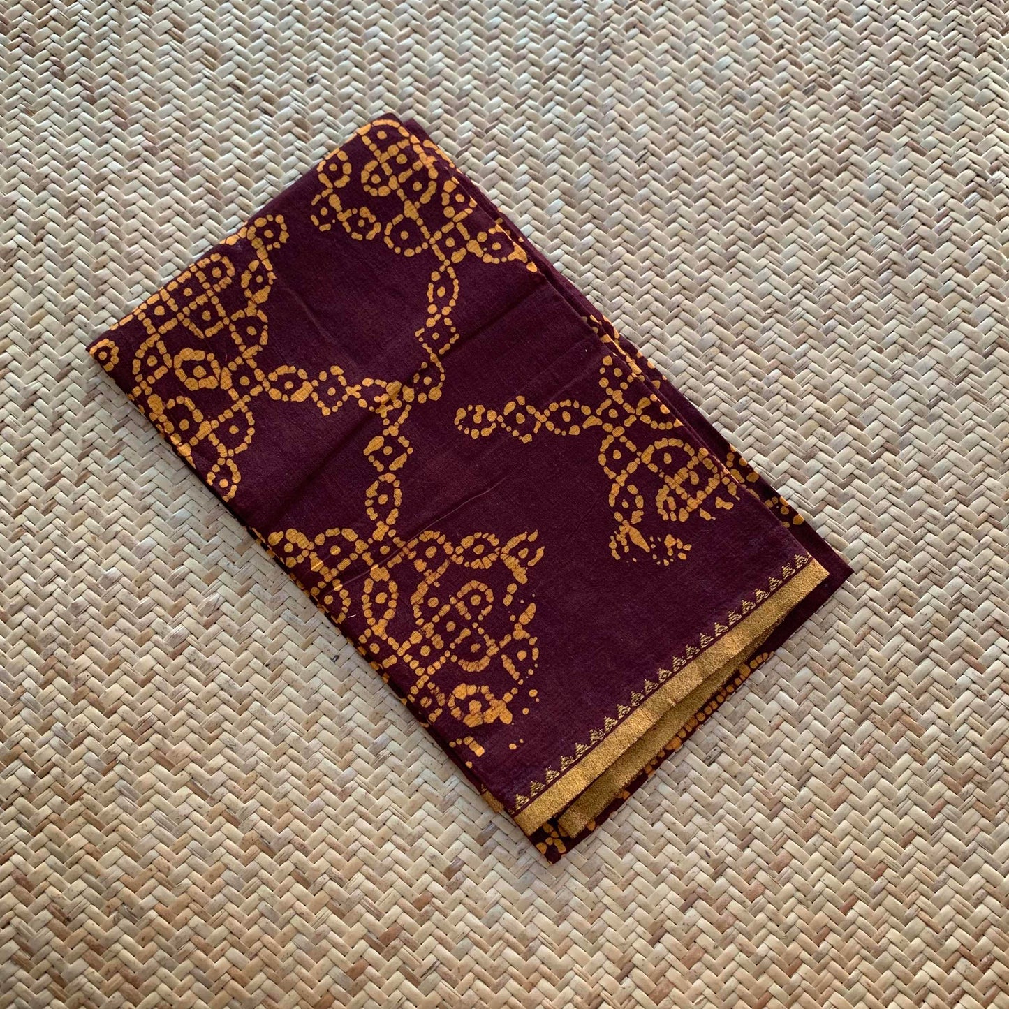 Dark brown Wax Printed Kolam, Cotton Blouse piece