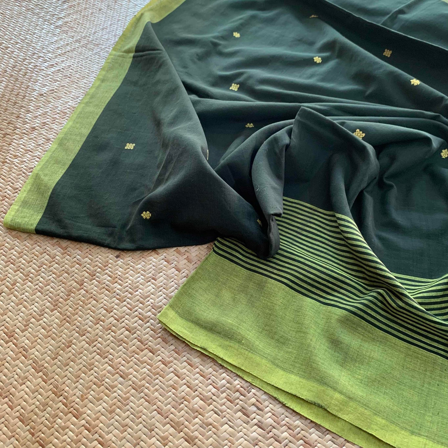 Deepest Green, Hand Woven Cotton Saree