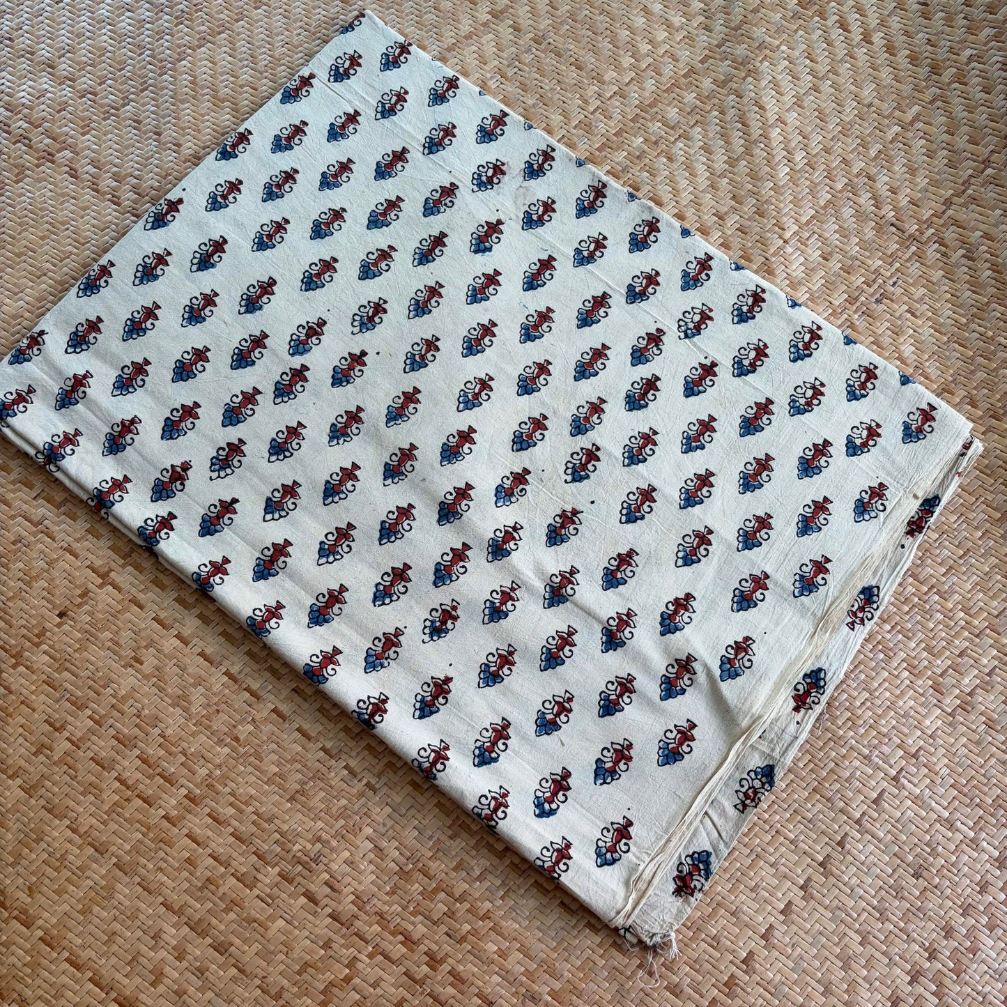Ajrak Cotton Running Fabric, White