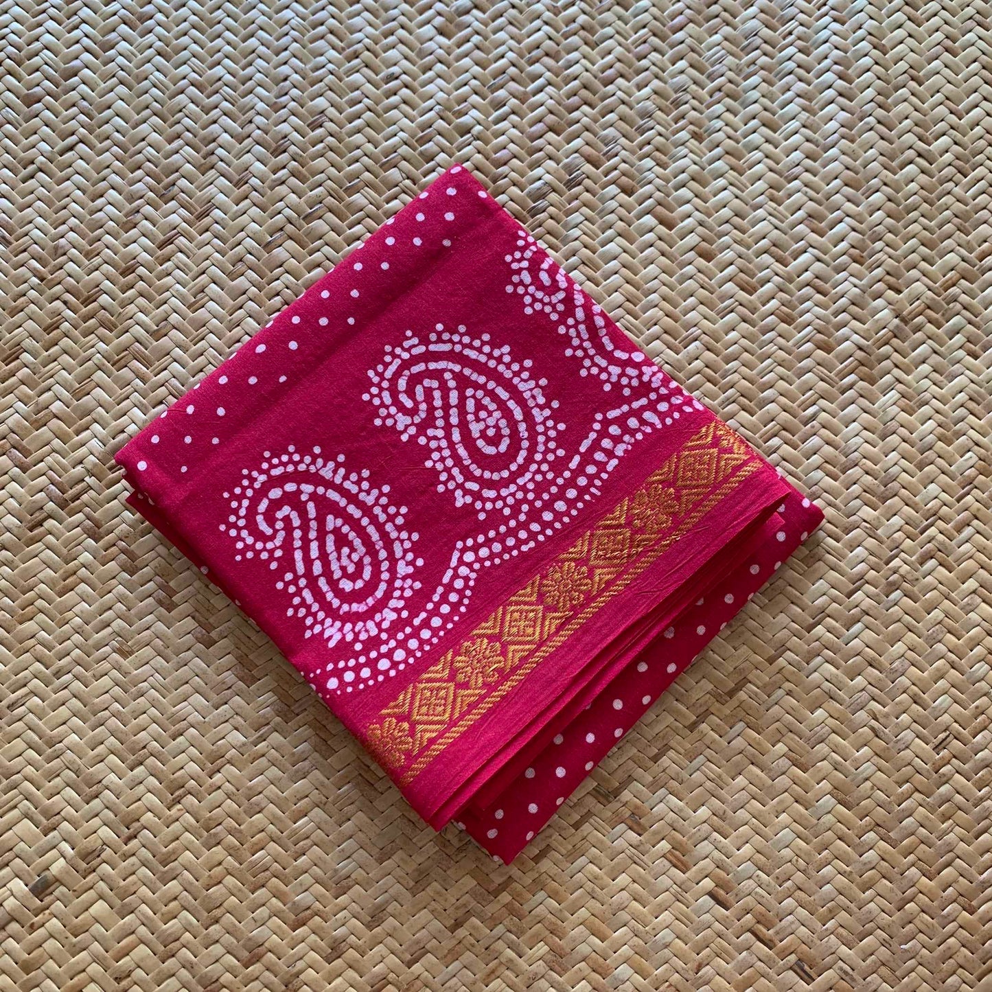 Red Wax Printed Cotton Blouse piece