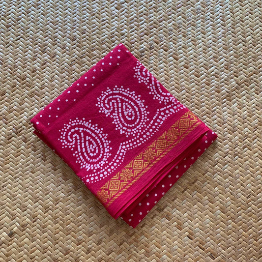 Red Wax Printed Cotton Blouse piece