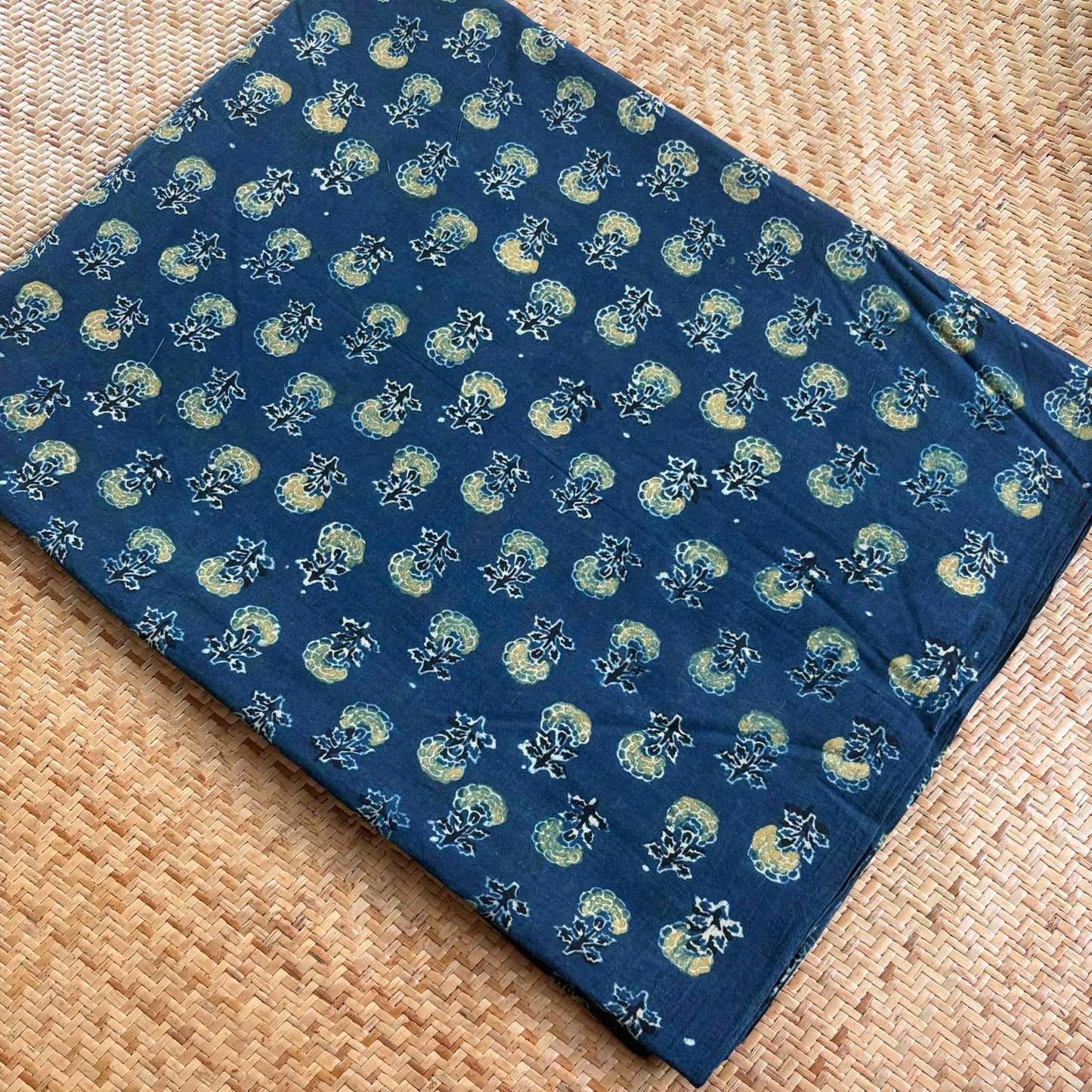 Ajrak Cotton Running Fabric, Blue