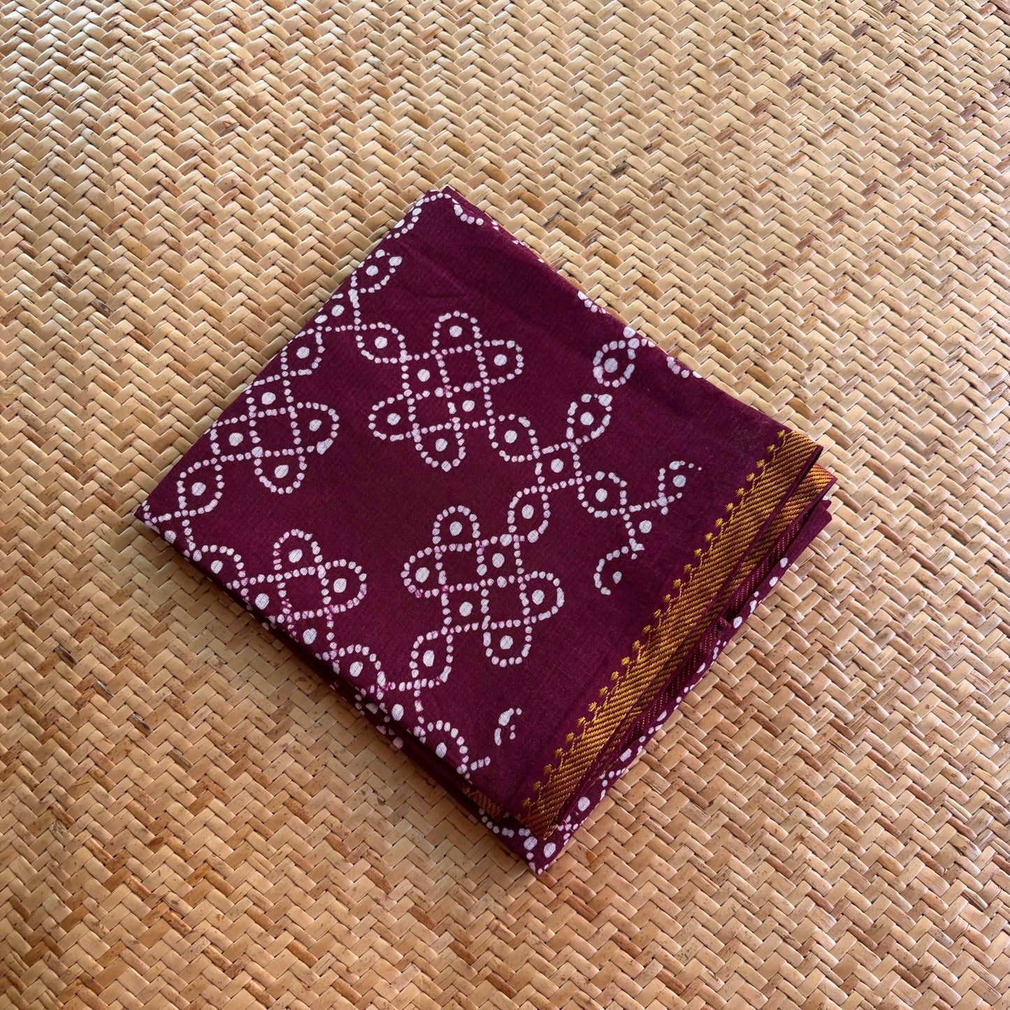 Beetle nut Brown Wax Printed Brown Kolam, Cotton Blouse piece