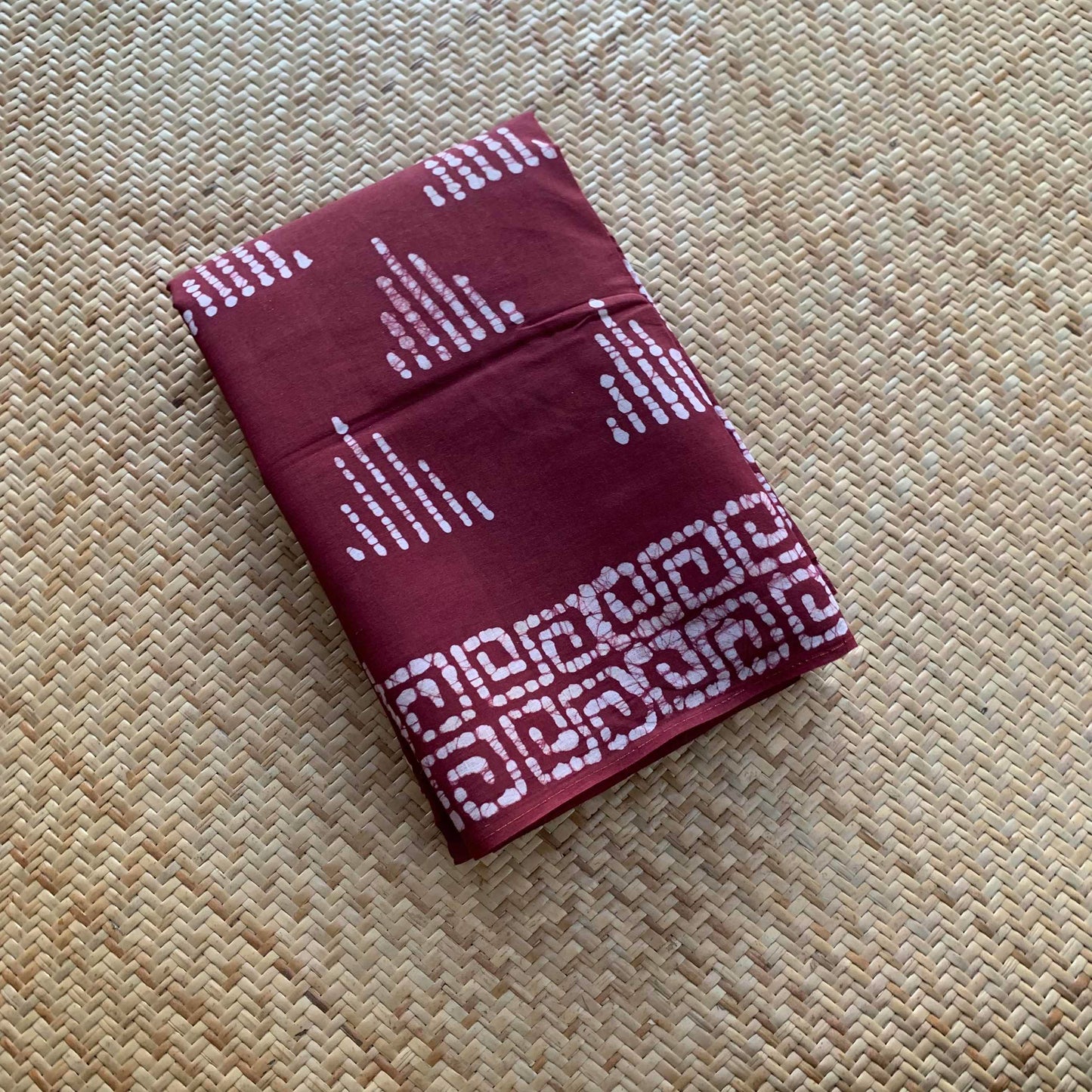 Brown Wax Print Sungudi Saree