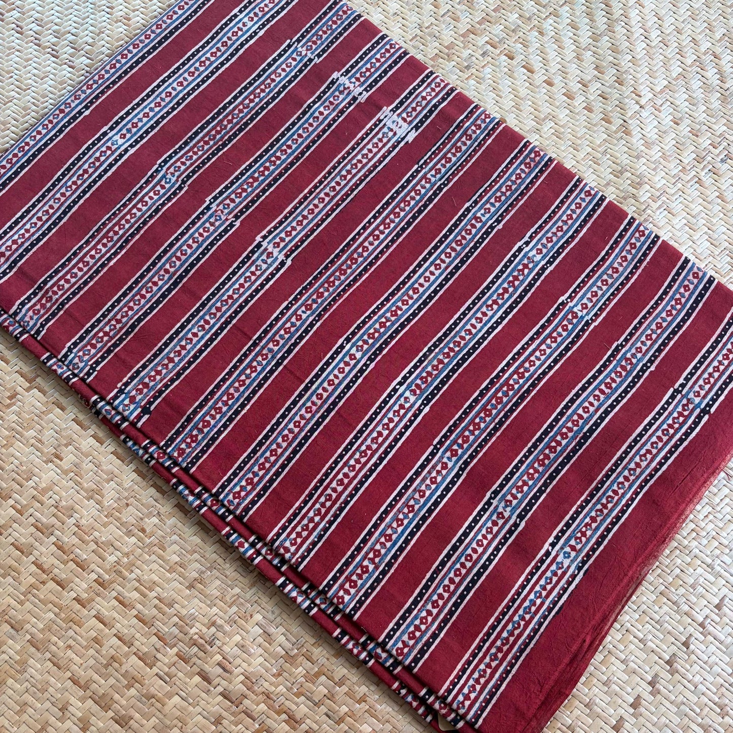 Ajrak Cotton Running Fabric, Red