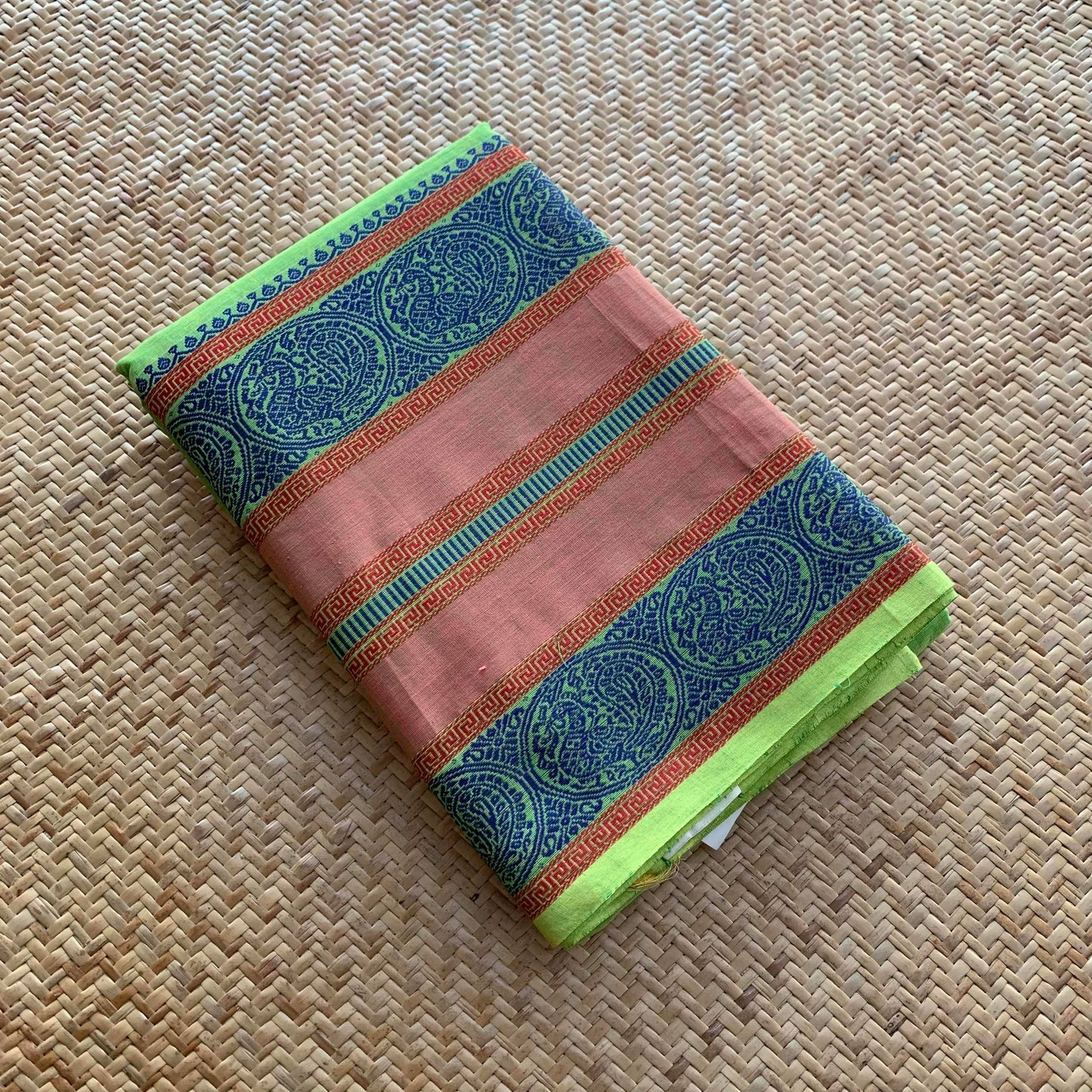 Kanchipuram Cotton Saree, Handwoven Green Saree With Grand Pallu