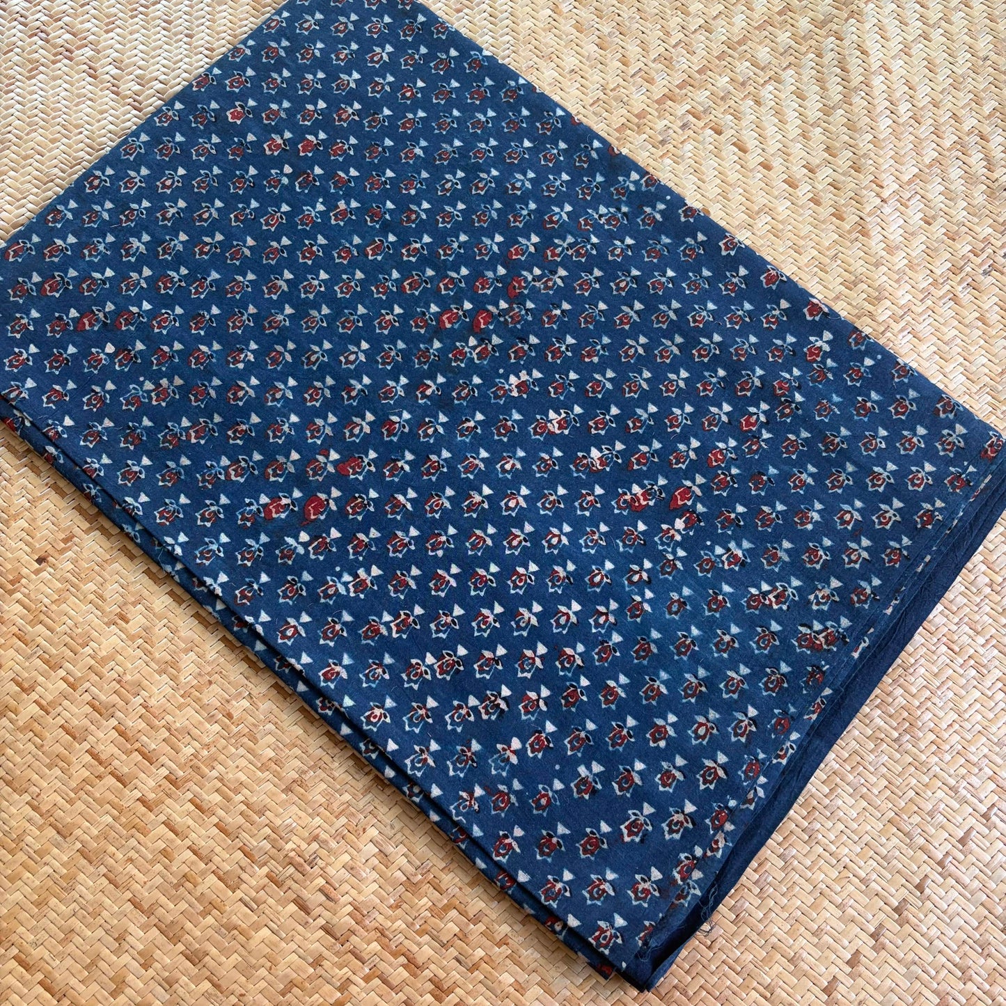 Ajrak Cotton Running Fabric, Blue