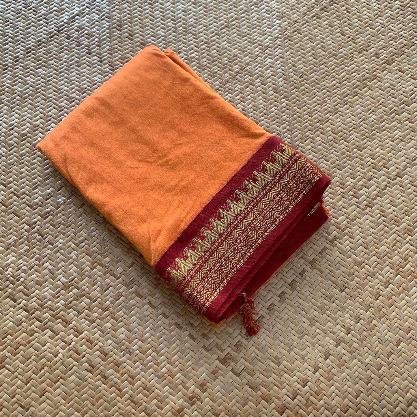 Orange, Kalyani Silk Cotton.