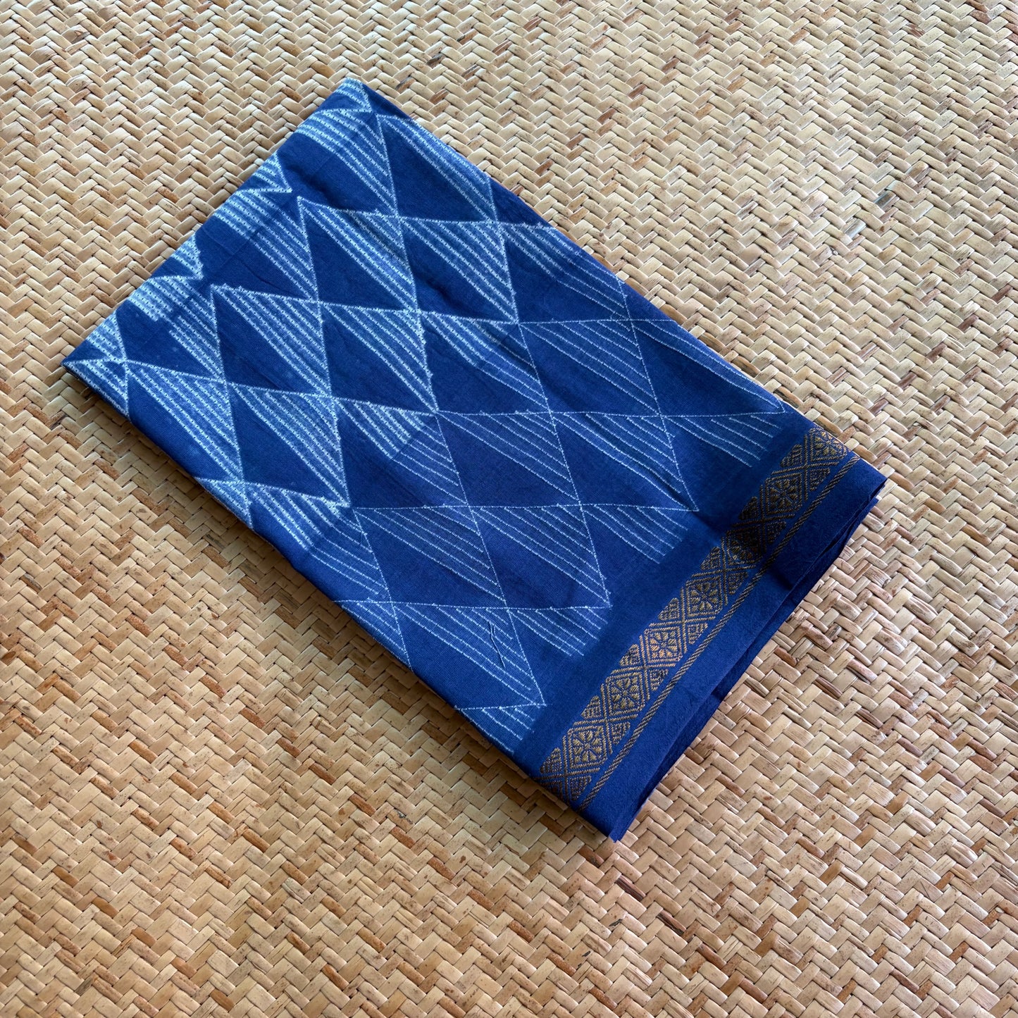 Blue, Hand Crafted Nui Shibori Sungudi Cotton Blouse Piece