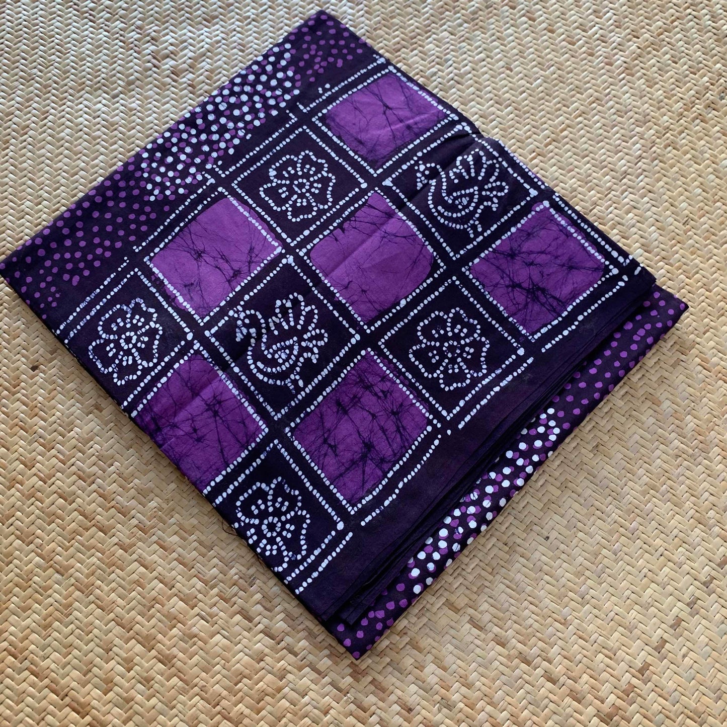 Purple Wax Print Sungudi Saree
