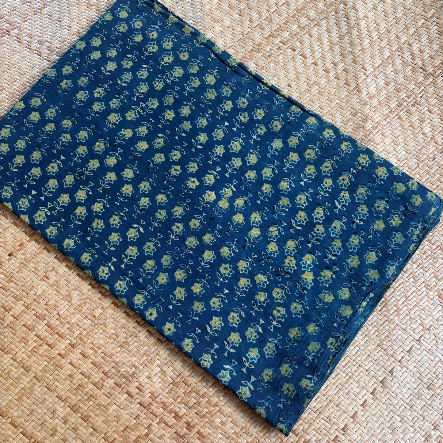 Ajrak Cotton Running Fabric, Blue