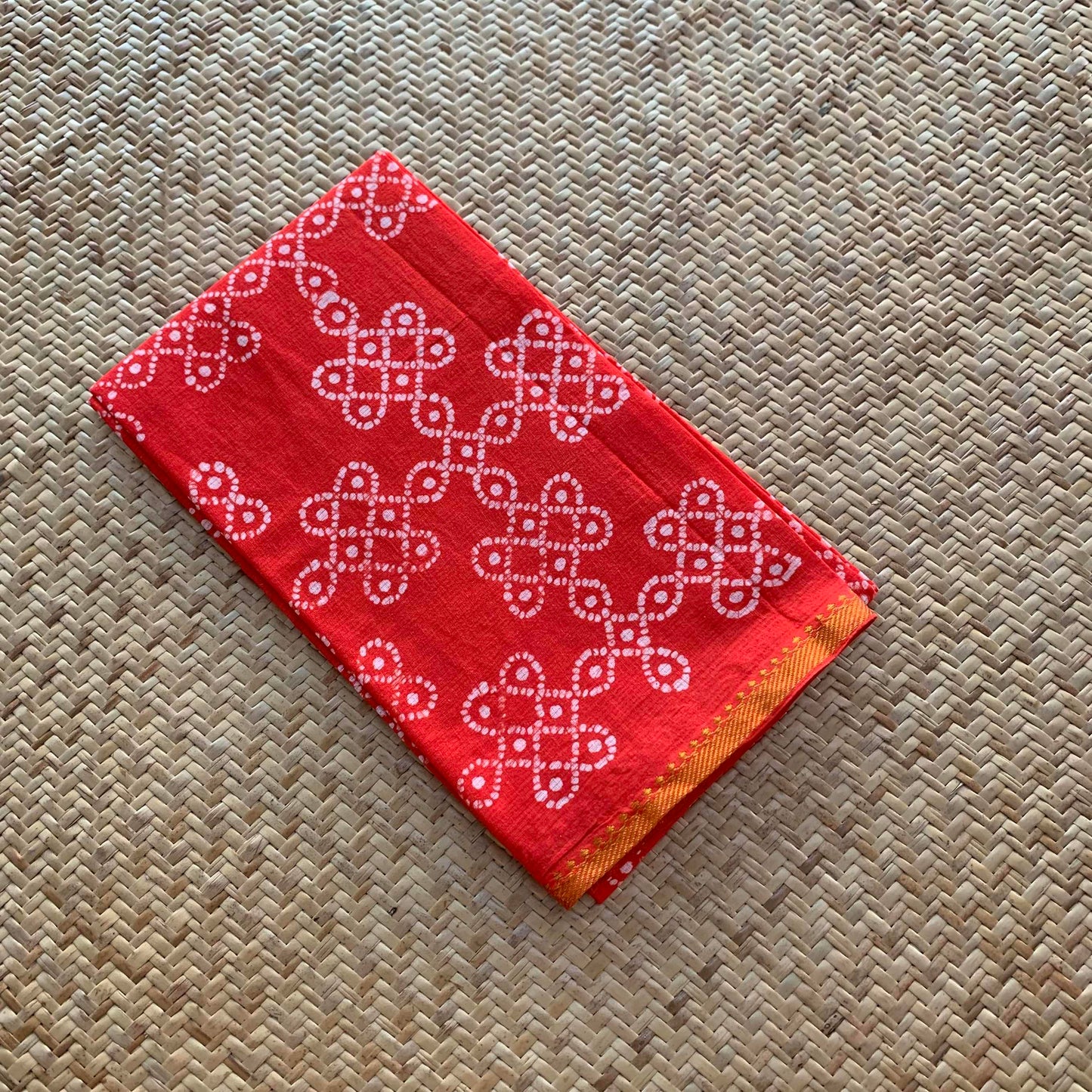 Red Wax Printed Kolam, Cotton Blouse piece