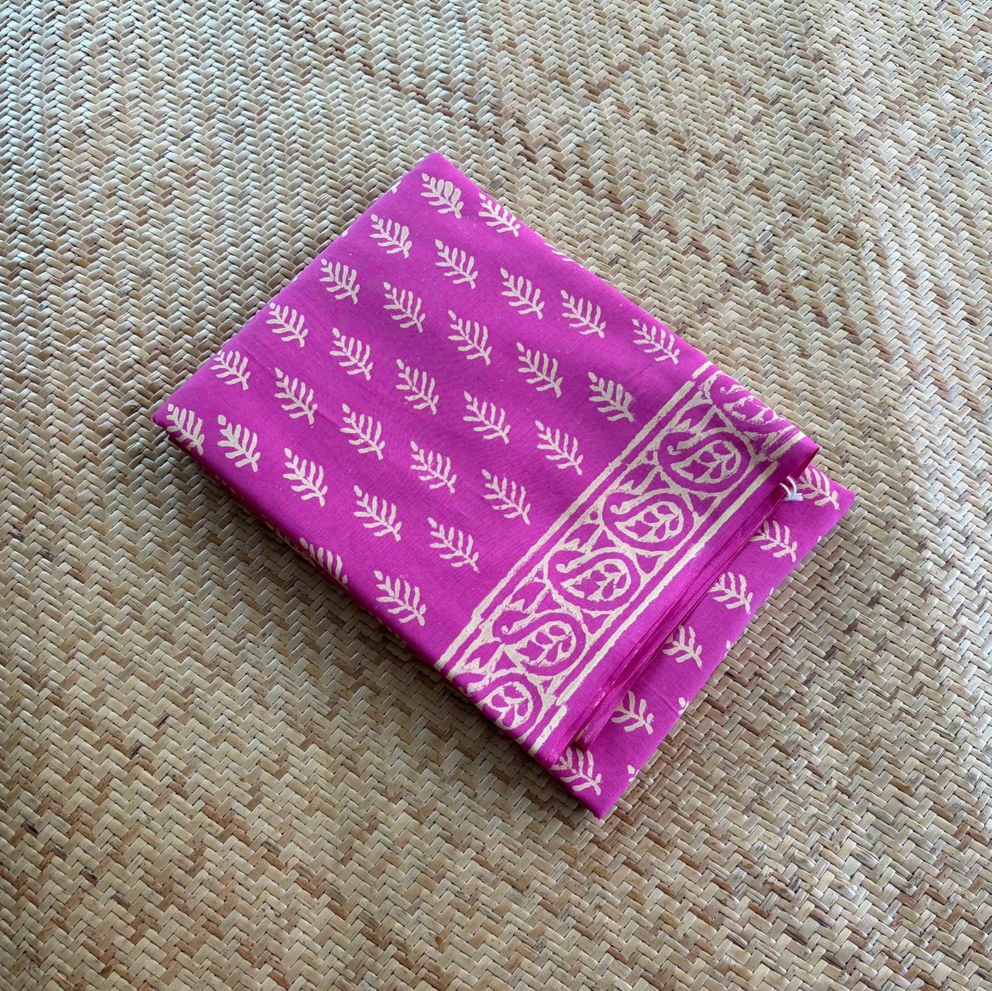 Mul Mul Cotton saree, Hand Block Printed, Pink