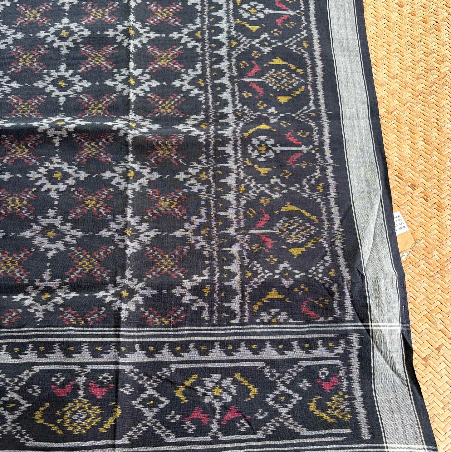 Black, Genuine Patola Cotton Handloom Dupatta
