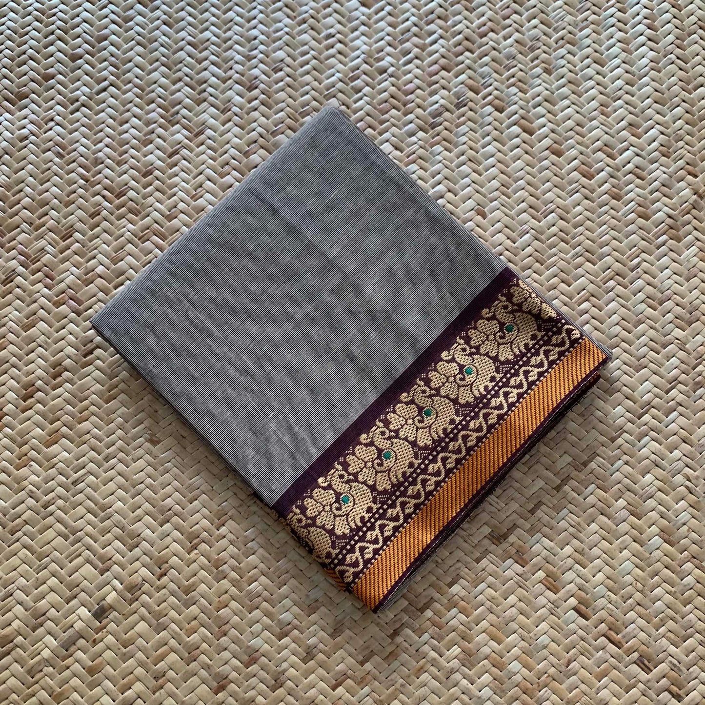 Grey, Chettinad Cotton Blouse piece