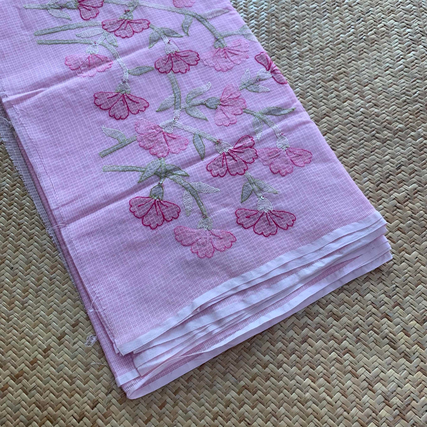 Pastel Pink with Multi Colour thread Shadow embroidery