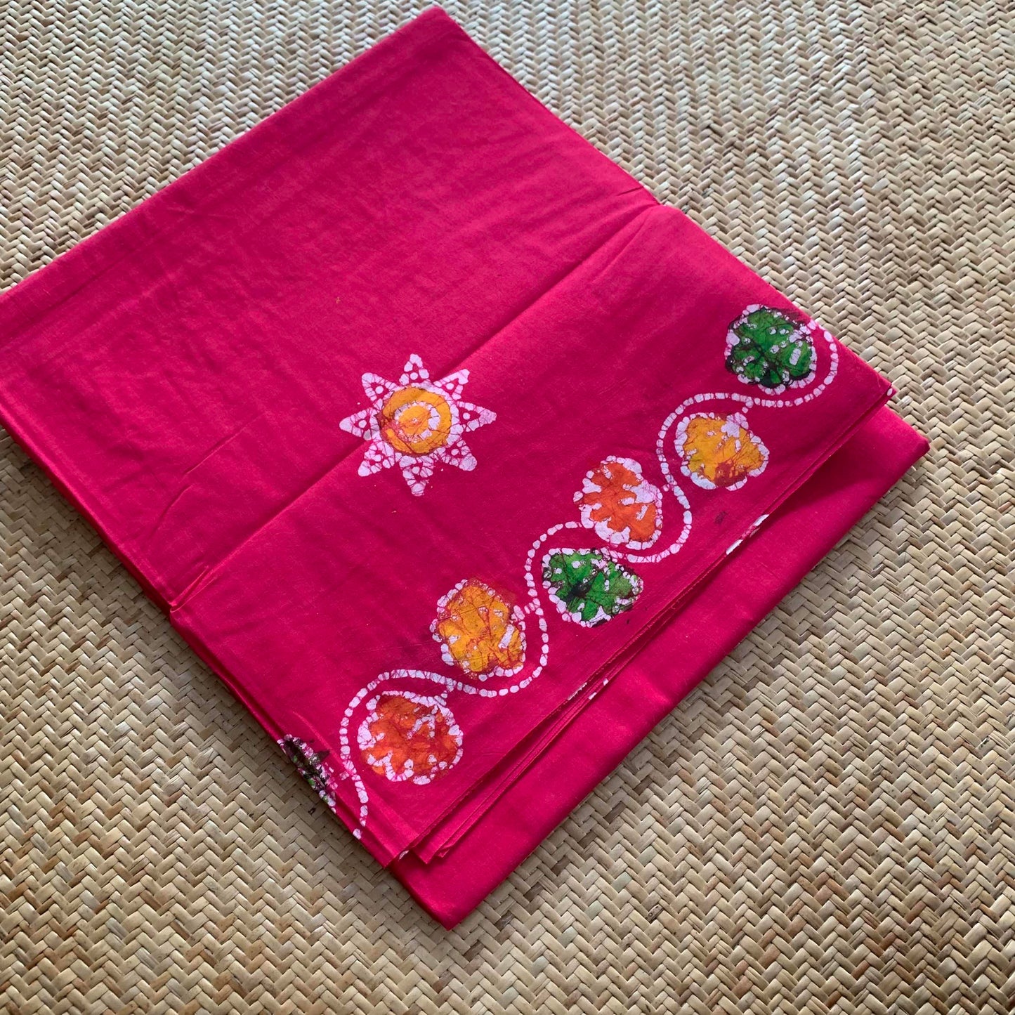Pink Wax Acrylic Print Sungudi Saree