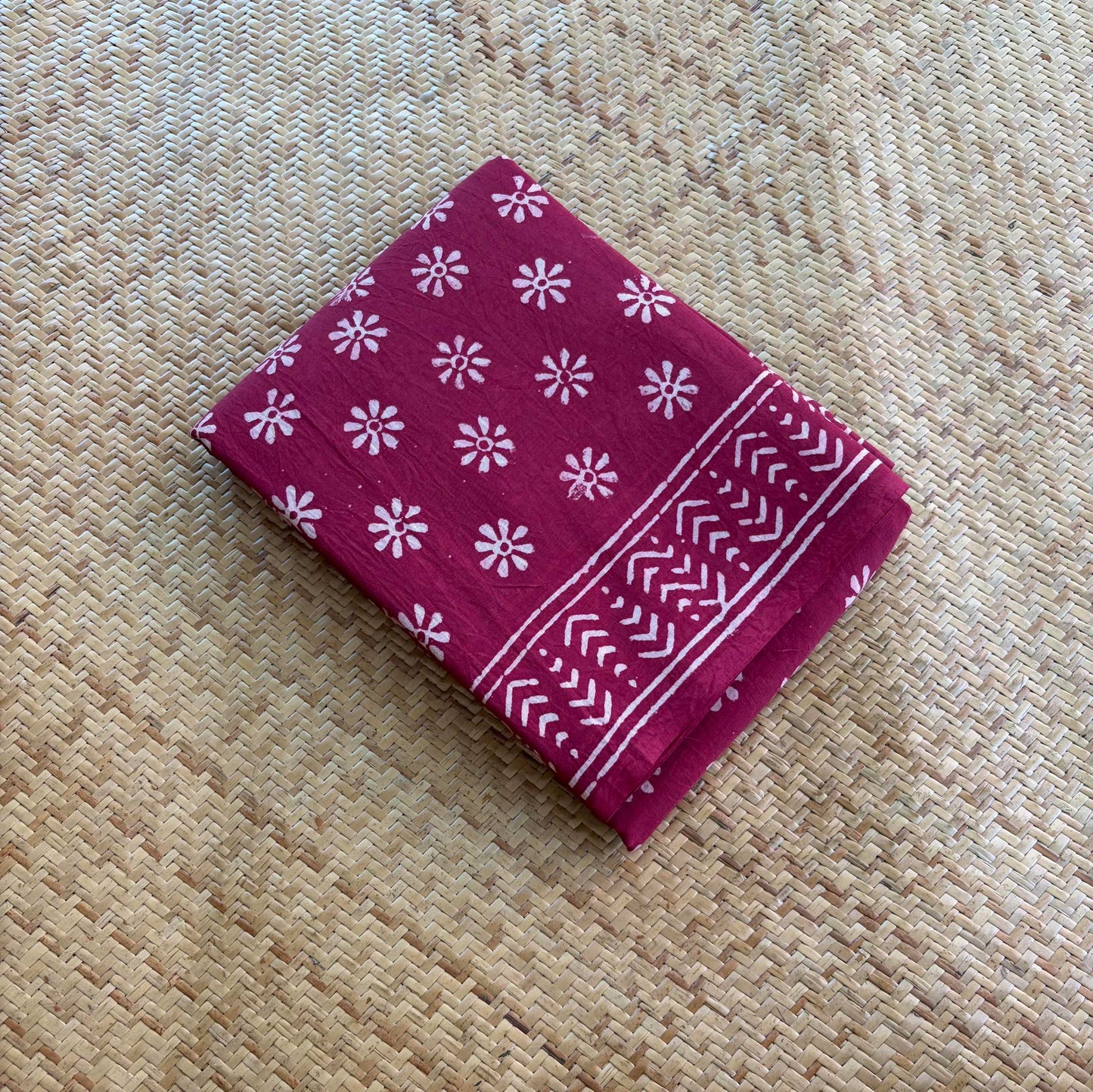 Mul Mul Cotton saree, Hand Block Printed, Maroon