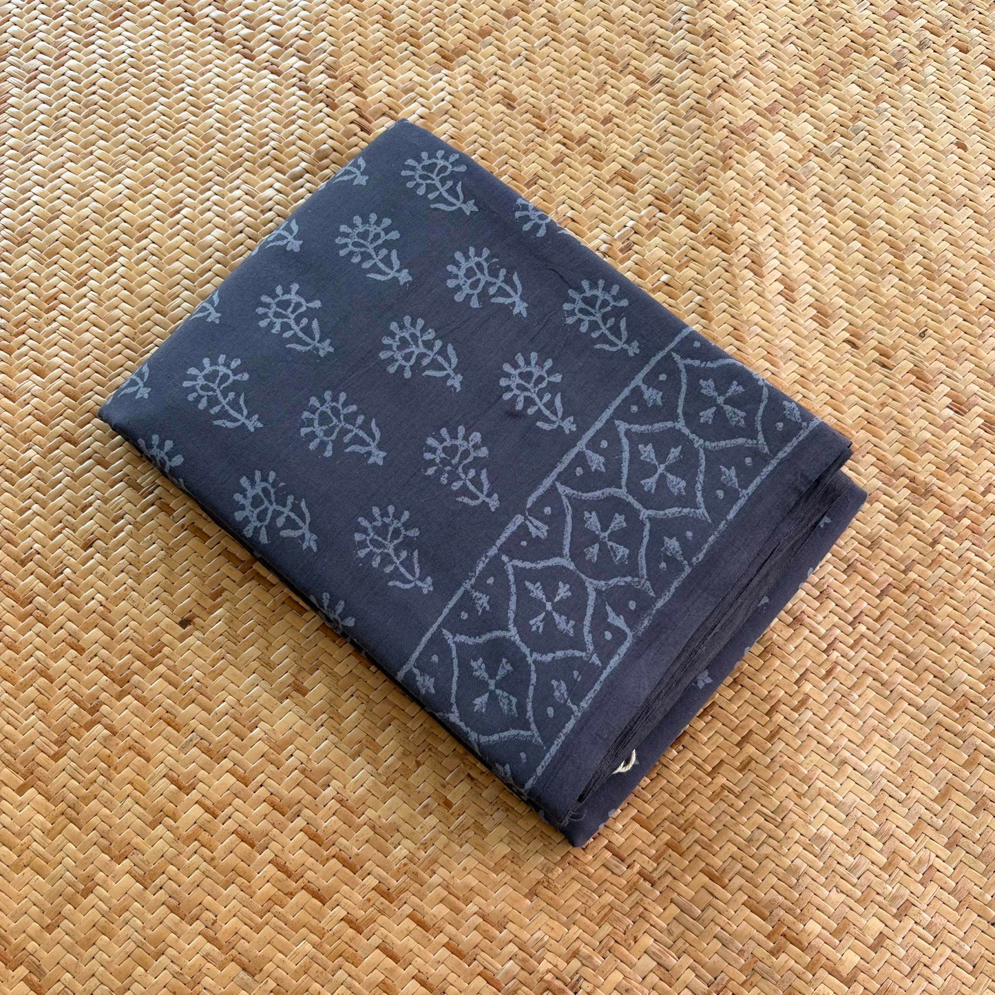 Mul Mul Cotton saree, Hand Block Printed, Elephant