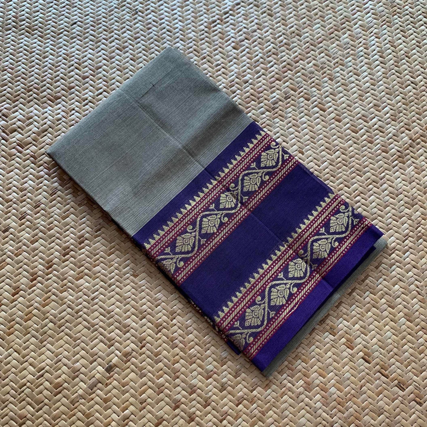 Grey, Chettinad Cotton Blouse piece