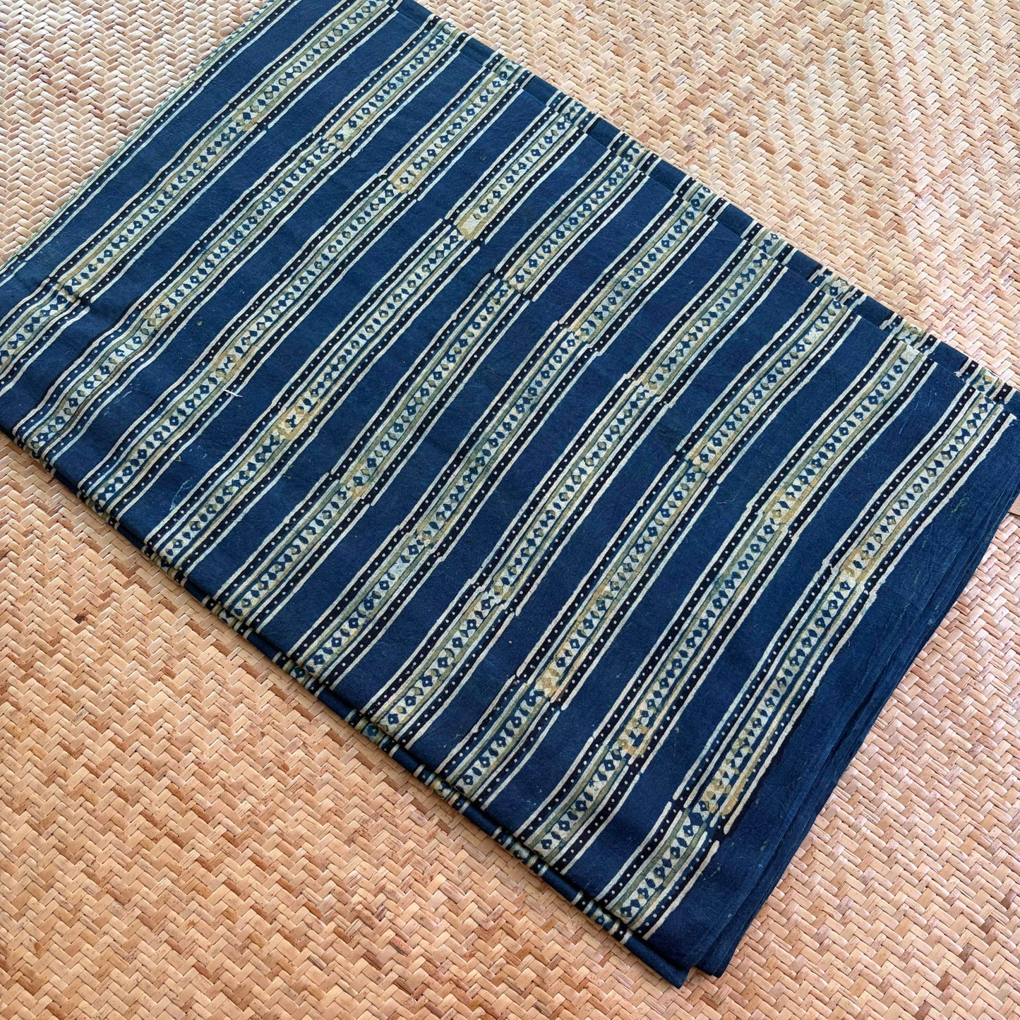 Ajrak Cotton Running Fabric, Blue