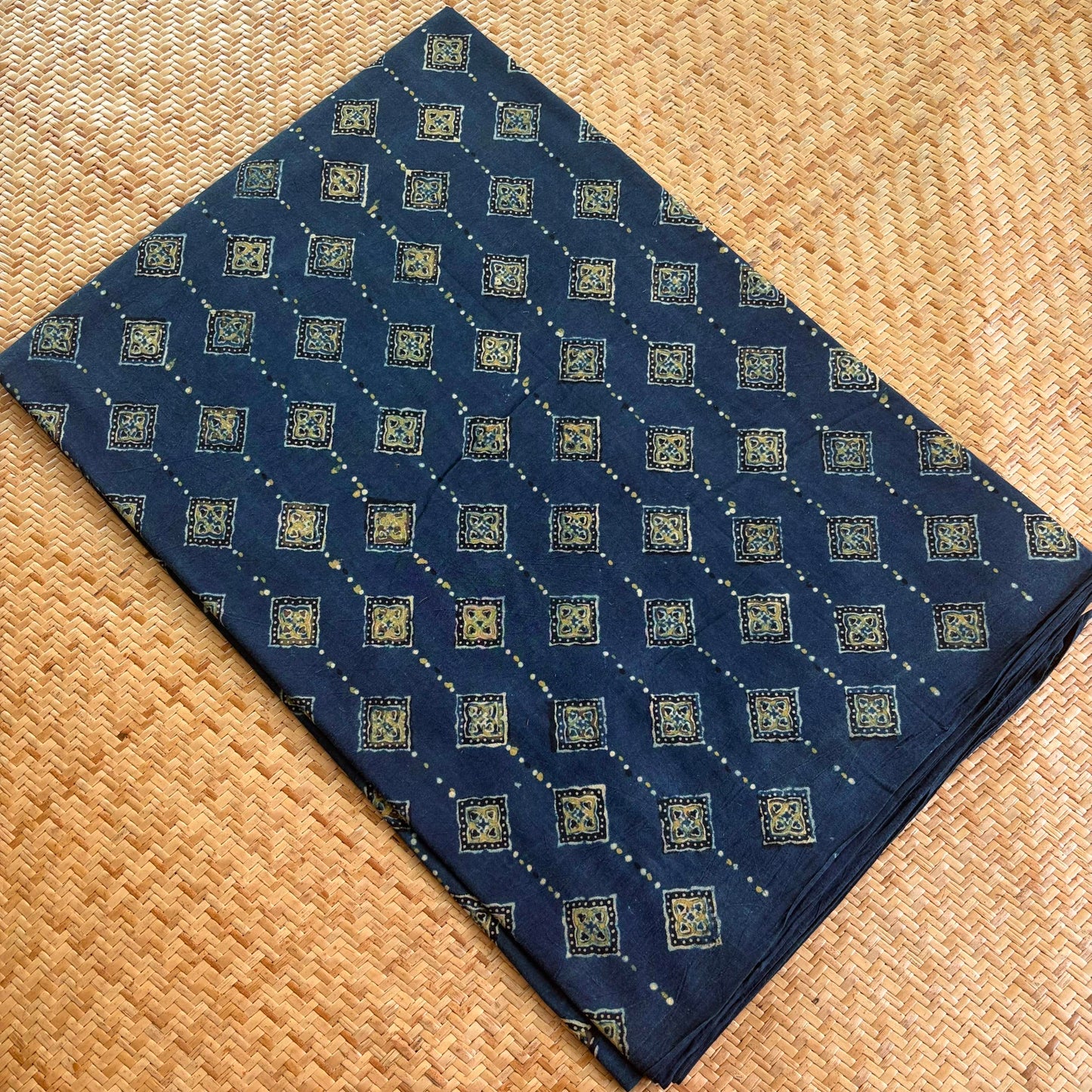 Ajrak Cotton Running Fabric, Blue