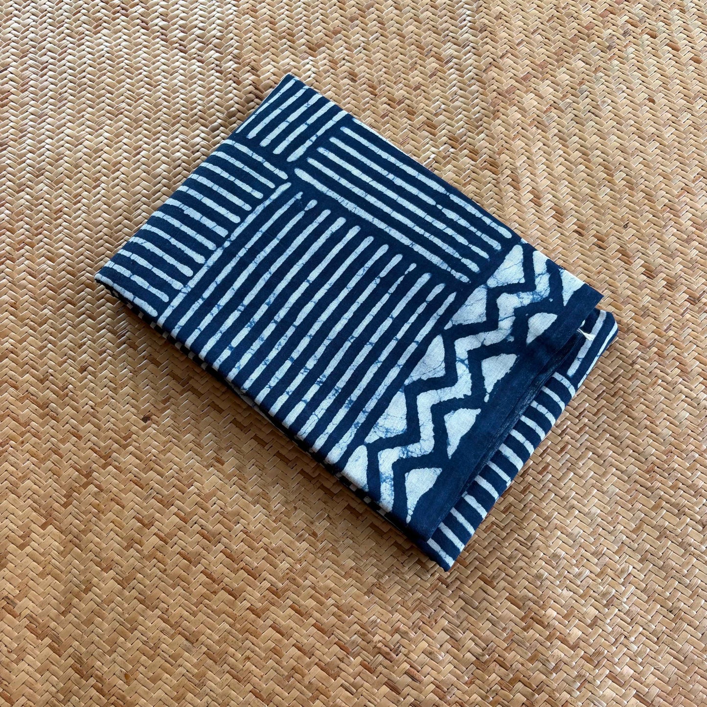 Mul Mul Cotton saree, Hand Block Printed, Indigo