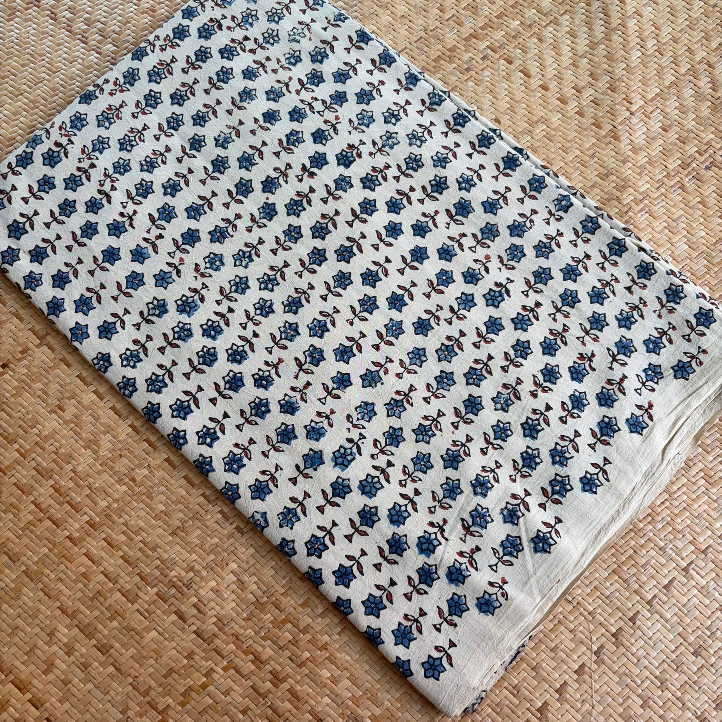 Ajrak Cotton Running Fabric, White