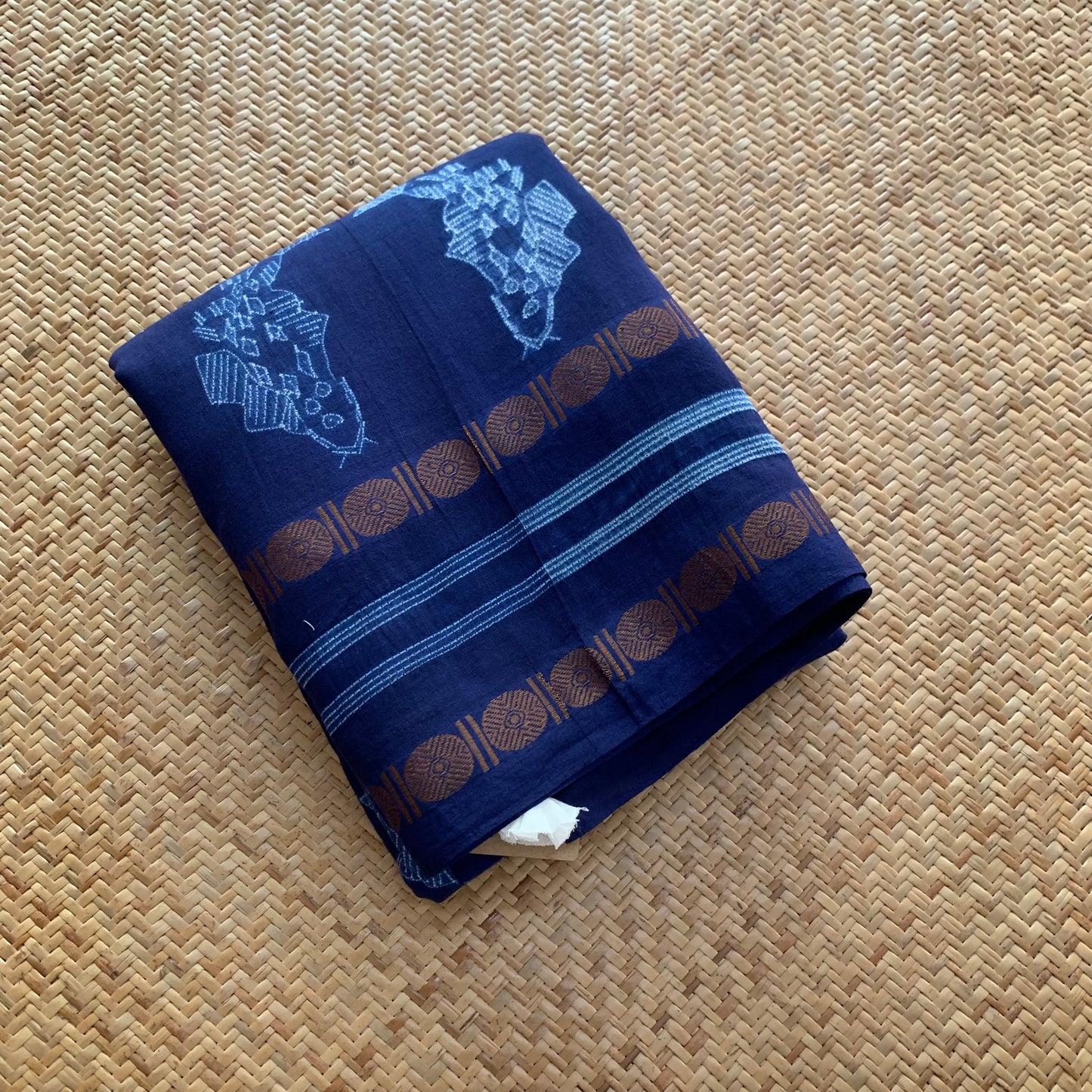 Midnight Blue, Hand Crafted Nui Shibori Sungudi Cotton Saree