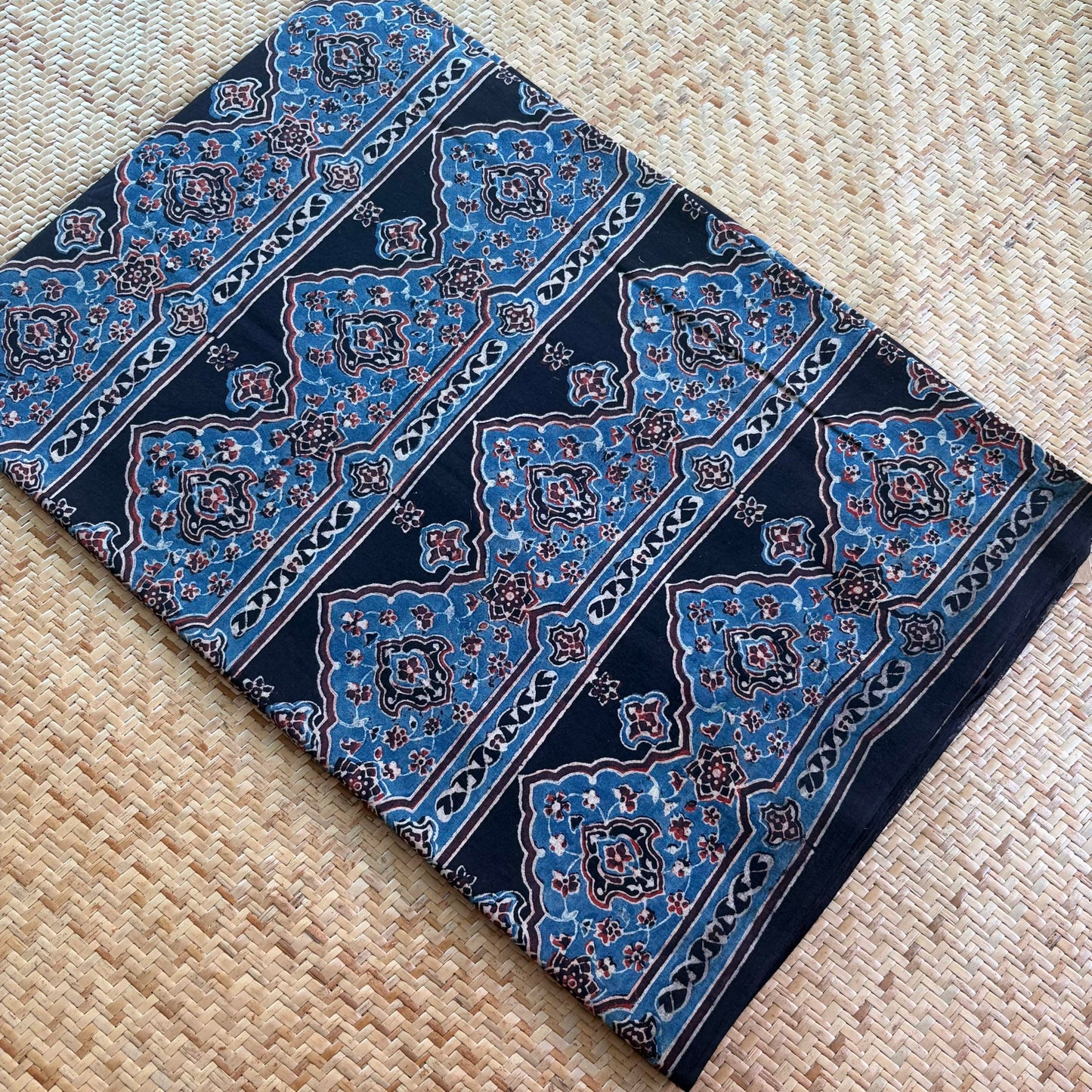Ajrak Cotton Running Fabric, Black