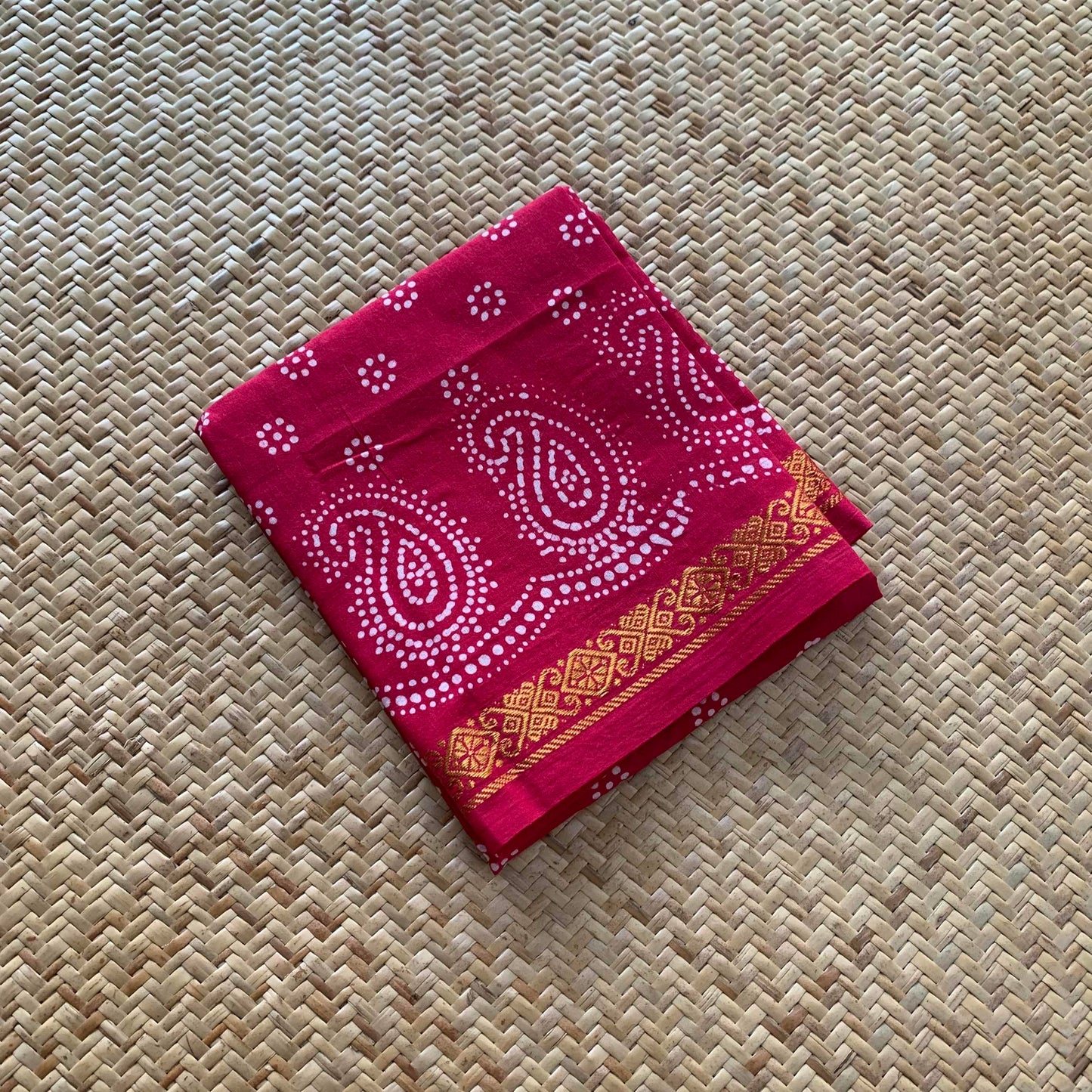 Pink Green Wax Printed Cotton Blouse piece