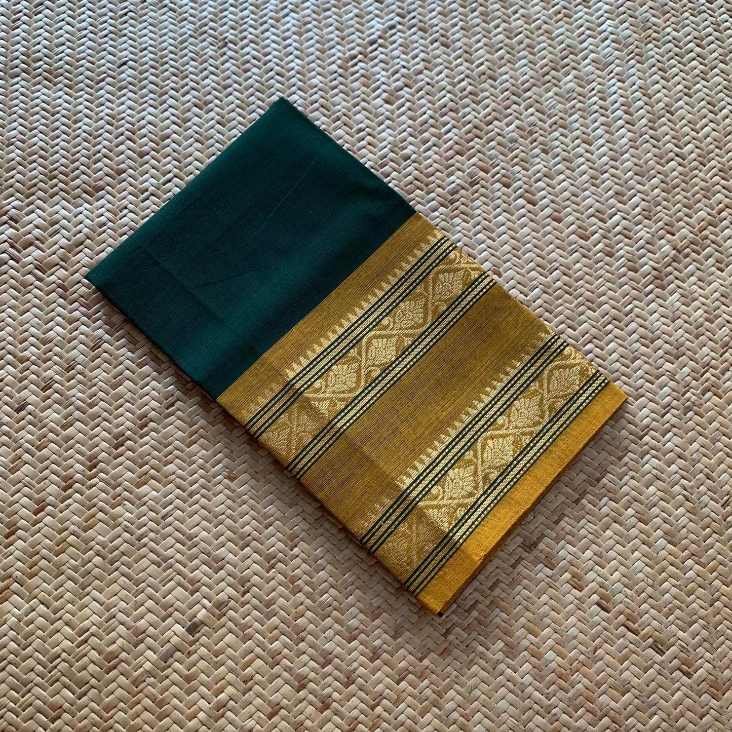 Dark Green, Chettinad Cotton Blouse piece