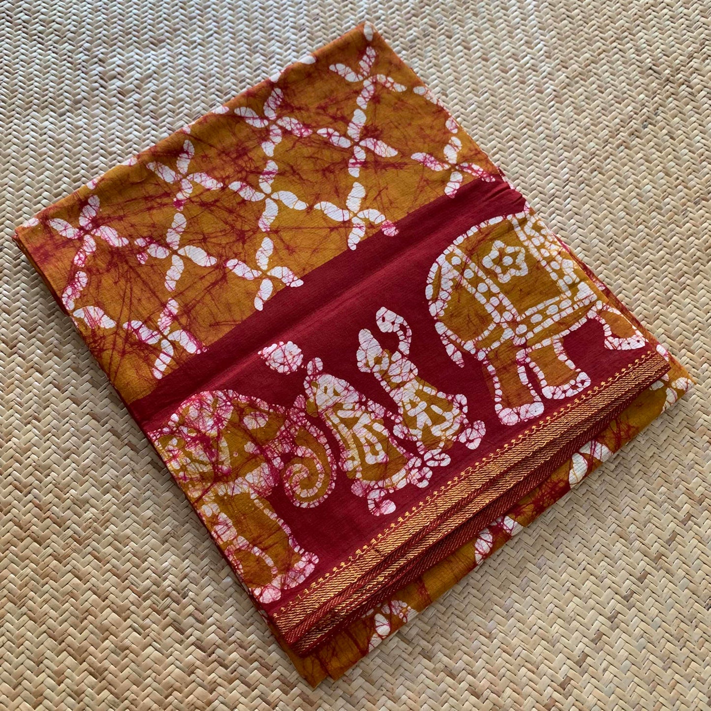 Tiny Border Wax Print , Red