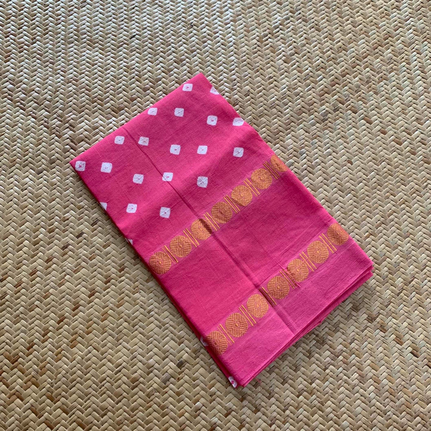 Pink, Hand Knotted kaikattu Sungudi, blouse fabric