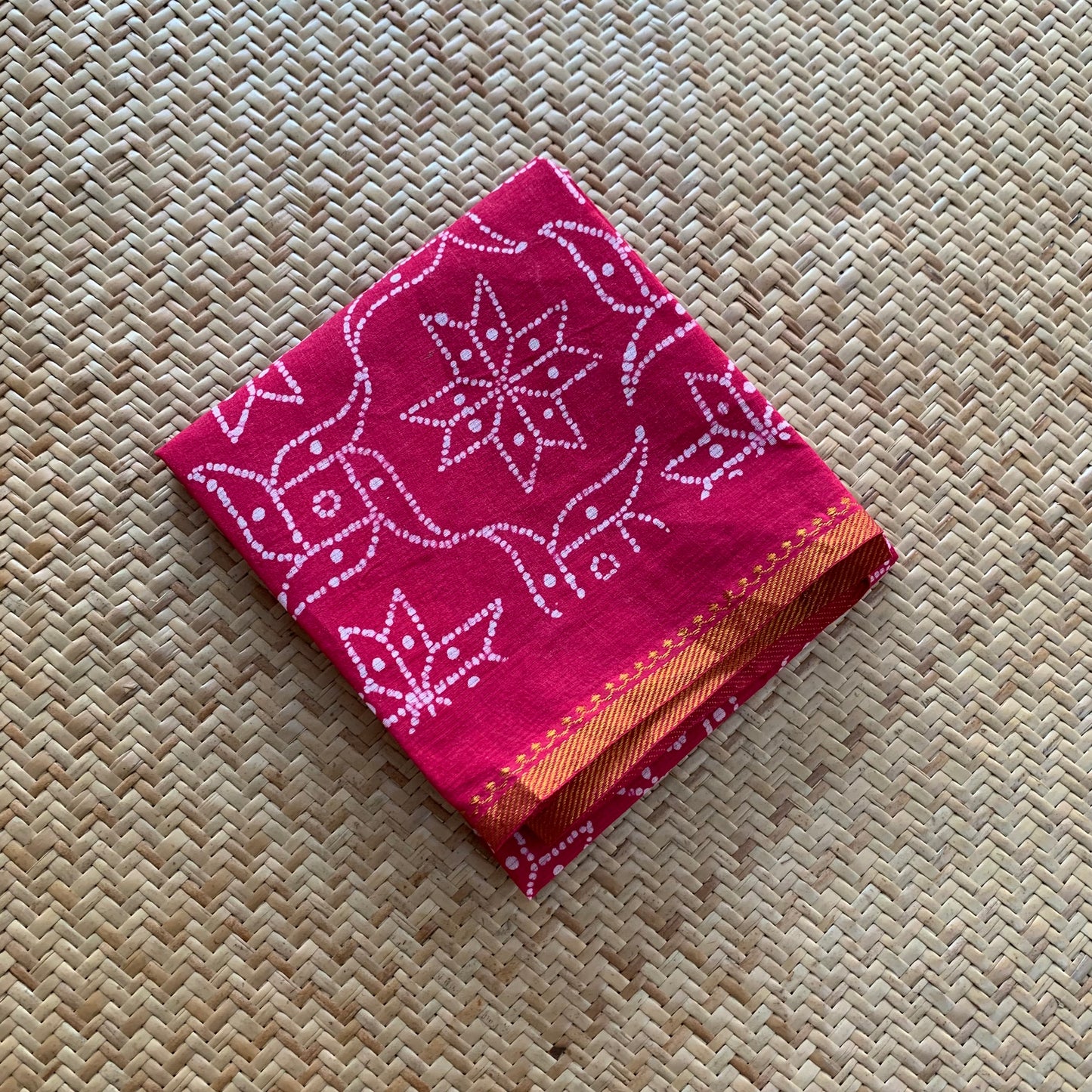 Pink Wax Printed Kolam, Cotton Blouse piece