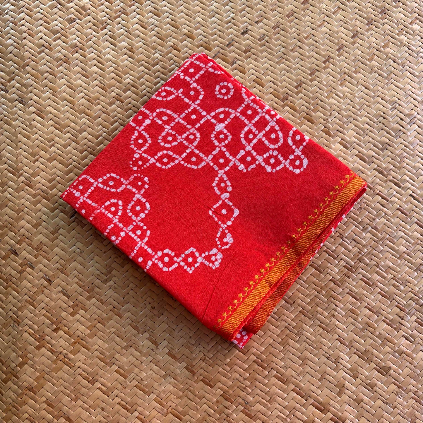 Red Wax Printed Kolam, Cotton Blouse piece