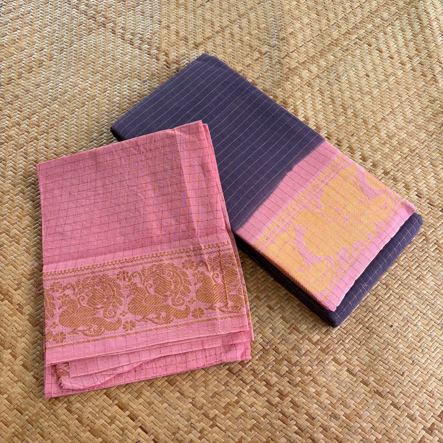 Grey Purple , Zari Kattam Sungudi