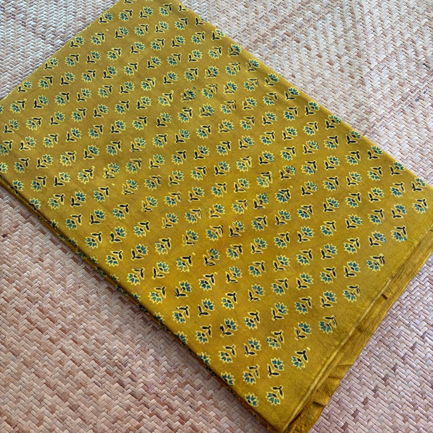 Ajrak Cotton Running Fabric, Mustard