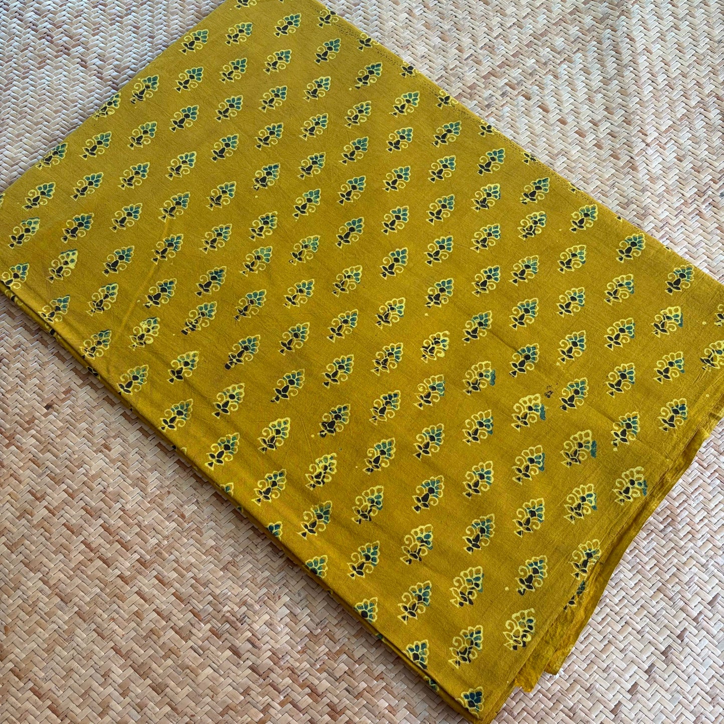 Ajrak Cotton Running Fabric, Mustard