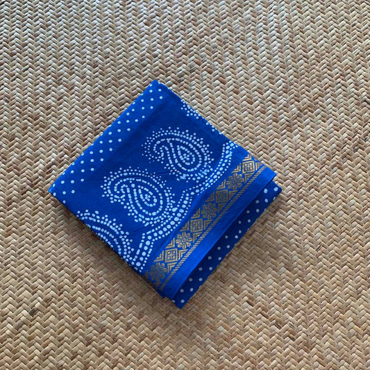 Blue Wax Printed Cotton Blouse piece