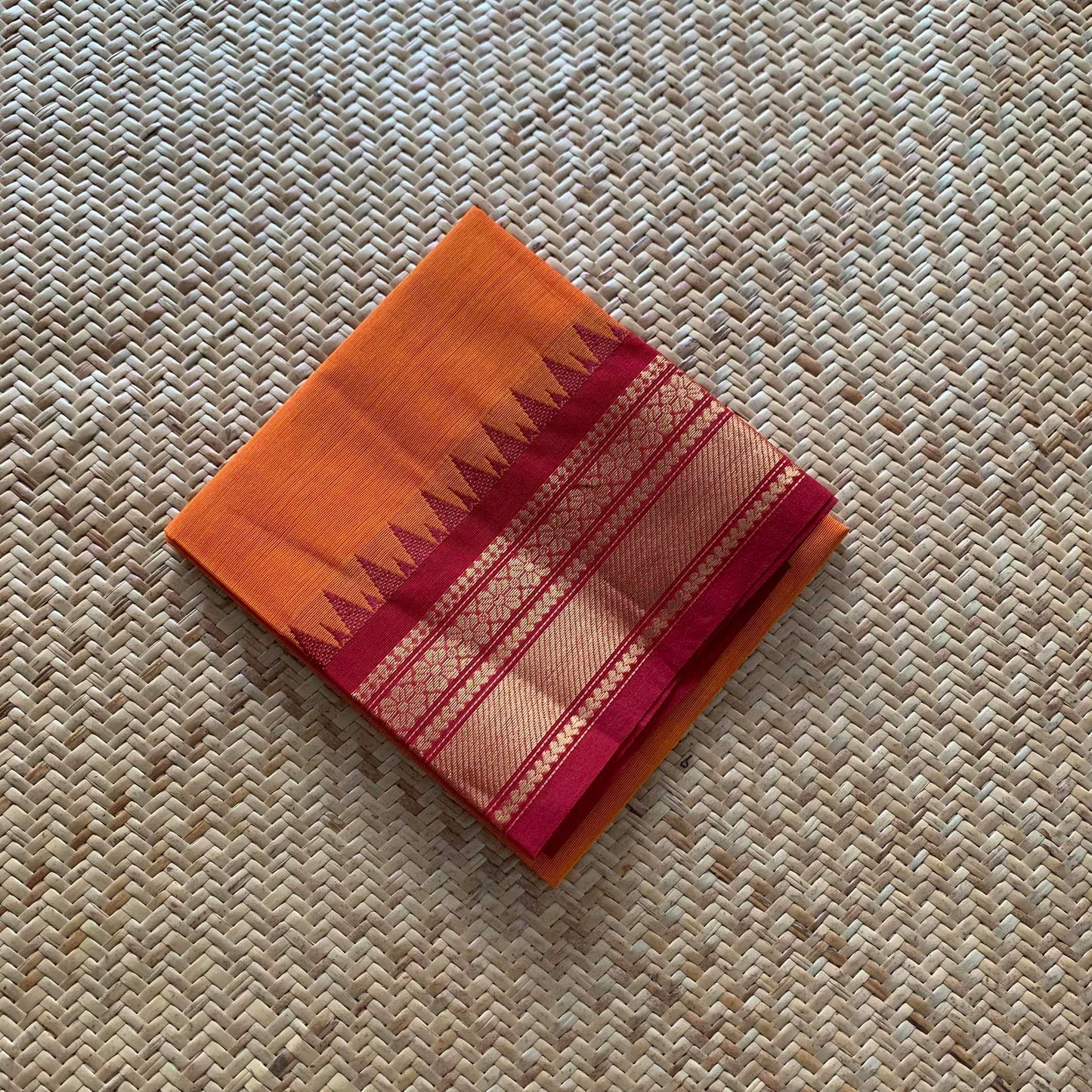 Orange, Chettinad Cotton Blouse piece