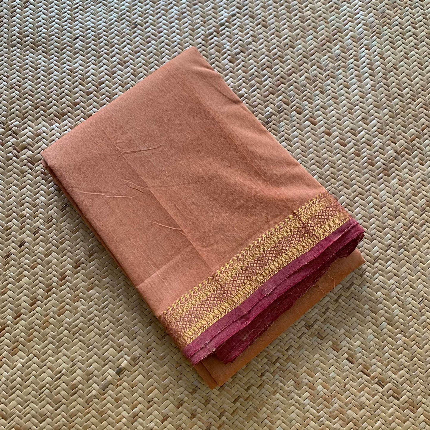 Magalagiri Handwoven Cotton Saree, Light Brown