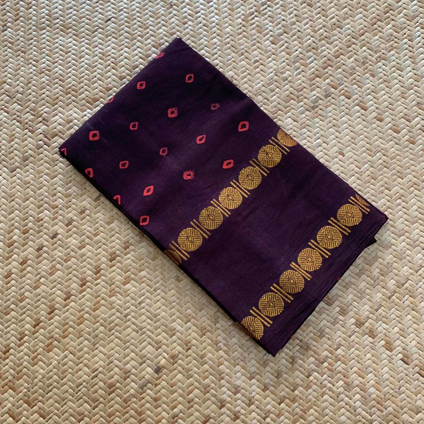 Deep Brown, Hand Knotted kaikattu Sungudi, blouse fabric