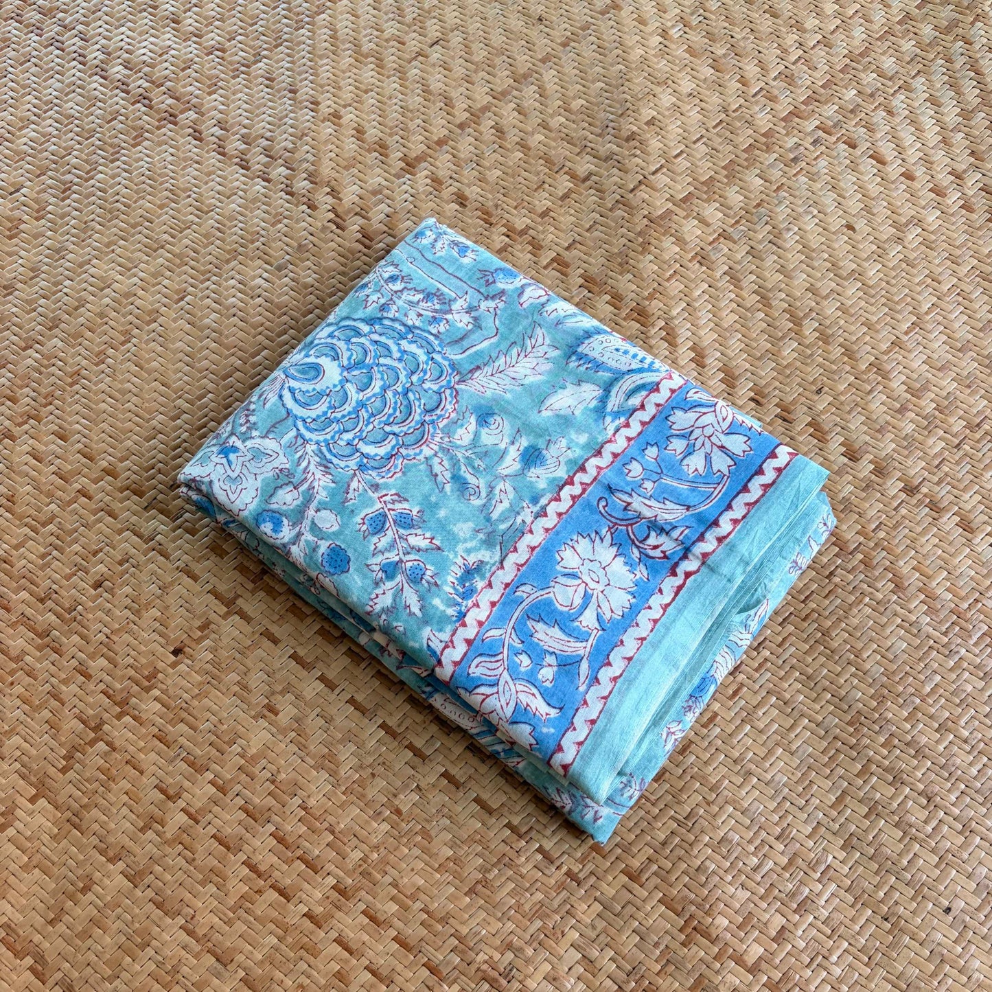 Mul Mul Cotton saree, Hand Block Printed, Blue